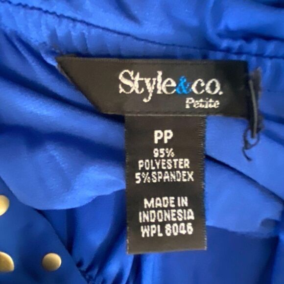 Royal Blue Style & Co  Knit Sun Dress Bronze Studded Fit & Flare Petite - Picture 6 of 6